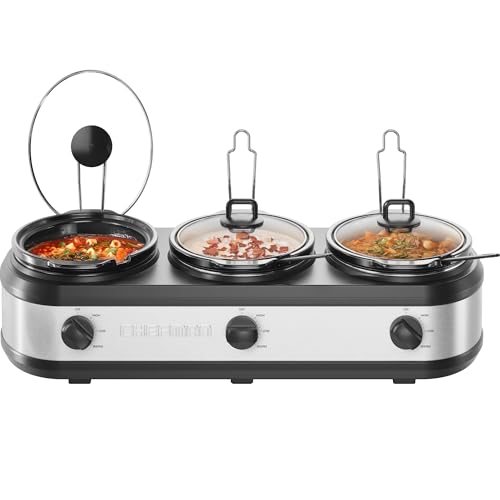 Chefman 7.5-Quart Triple Slow Cooker and Warmer