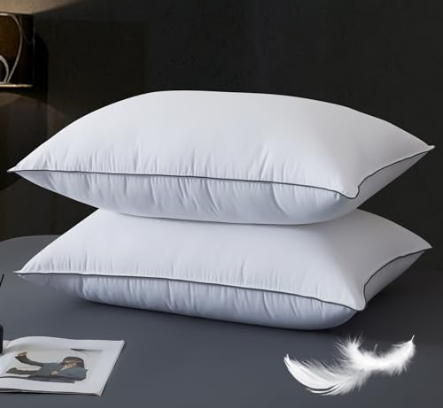 2 Pack Goose Down Bed Pillows Queen Size