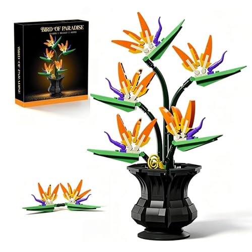 Bird of Paradise Flower Building Blocks Set with Pot