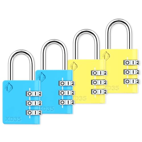 4 Pack Combination 3-Digit Padlocks