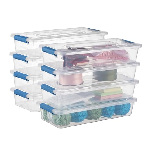 8 Pack 4 Quart Plastic Stackable Storage Containers