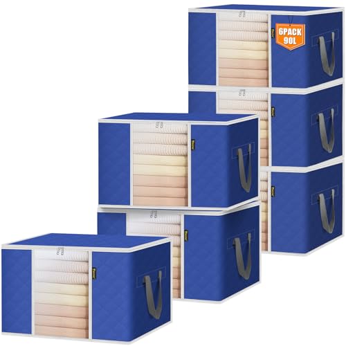 6 Pack Clothes Storage Bags with Zippers and Handles