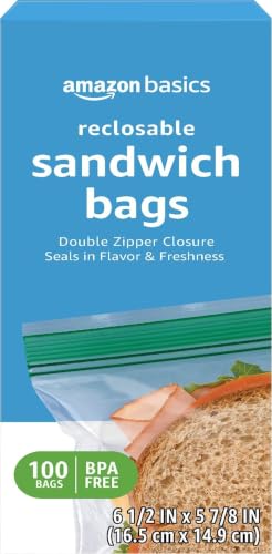 100 Count Amazon Basics Double Zipper Sandwich Bags