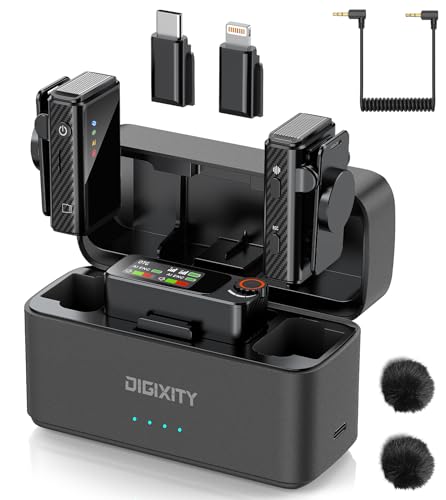 Wireless Dual Lavalier Microphone Set with Charging Case