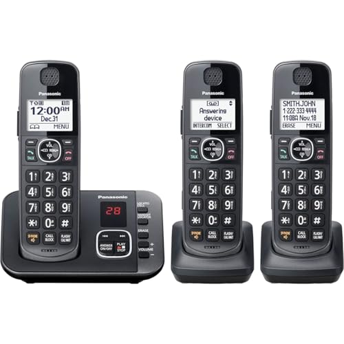 3 Handset Panasonic DECT 6.0 Cordless Phone System