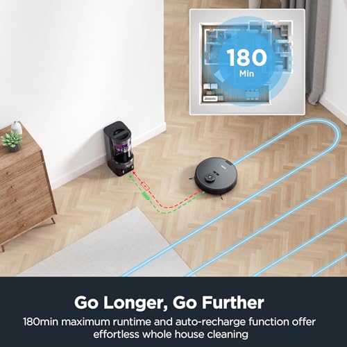 Eureka E10s Robot Vacuum with Bagless Self Emptying Station, Robotic Vacuum and Mop Combo, 45-Day Capacity, 4000Pa Suction for Pet Hair, Carpet&Floor, Auto Lifting Mop, LiDAR Navigation, App Control