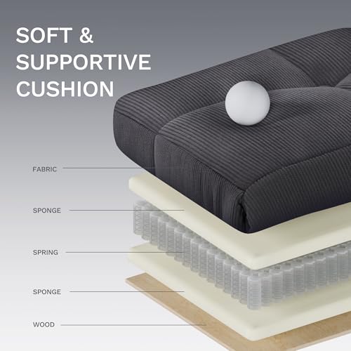 COLAMY Memory Foam Sofa with Ottoman - Dark Grey