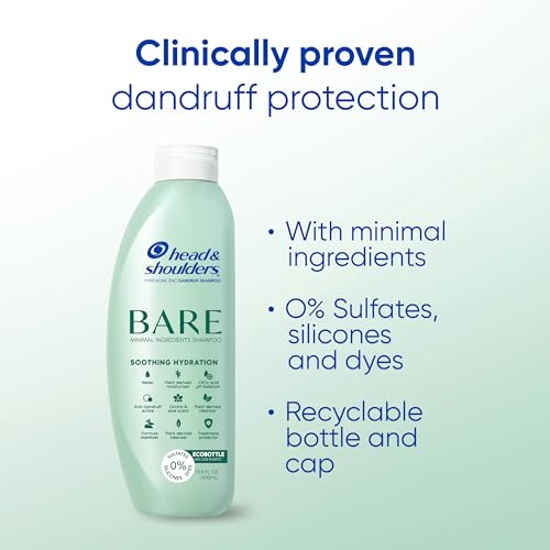 Head & Shoulders BARE Dandruff Shampoo, Sulfate Free Minimal Ingredients Anti Dandruff Shampoo, Soothing Hydration, Ecobottles with Less Plastic, Safe for All Hair Types, 13.5 fl oz each, Twin Pack