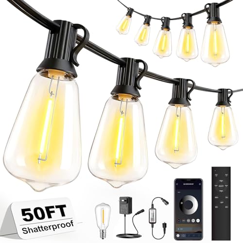 50ft Outdoor LED String Lights with Remote