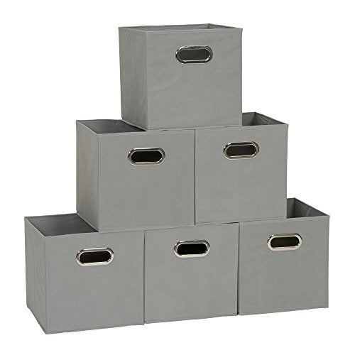 6 Pack Foldable Fabric Storage Cubes with Handles
