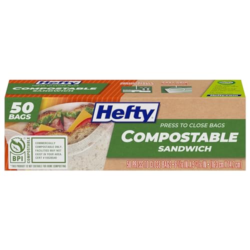 50 Count Hefty Compostable Press-To-Close Sandwich Bags