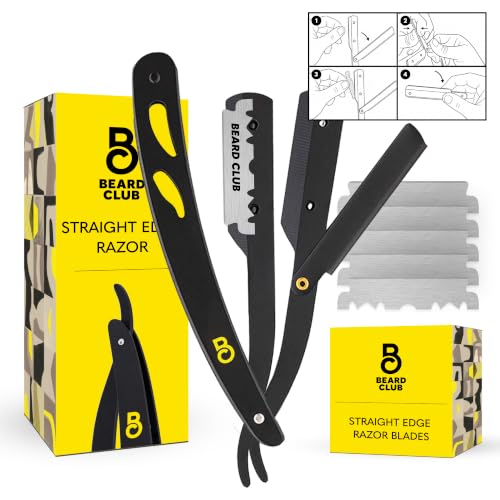 Straight Edge Barber Razor with 5 Replaceable Blades