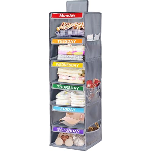 6-Shelf Weekly Hanging Closet Organizer for Kids
