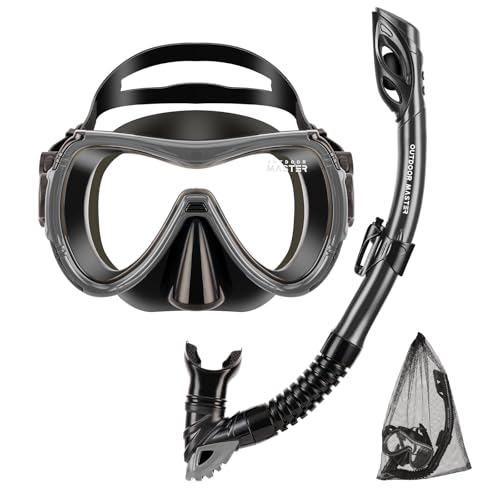 OutdoorMaster Snorkel and Mask Set Anti-Fog Glass