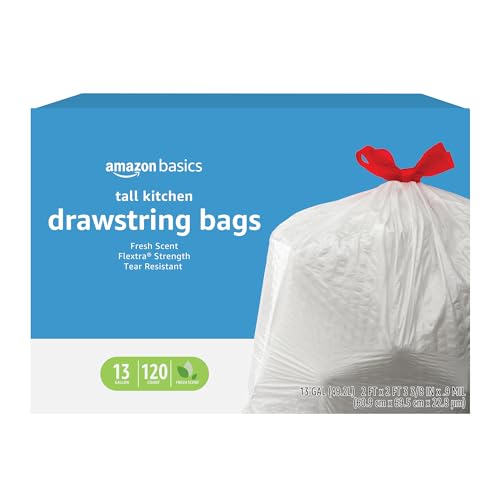 120 Count Amazon Basics 13 Gallon Kitchen Trash Bags