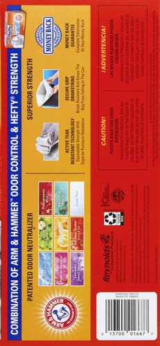 Hefty Ultra Strong Tall Kitchen Trash Bags, Blackout, Unscented, 13 Gallon, 40 Count
