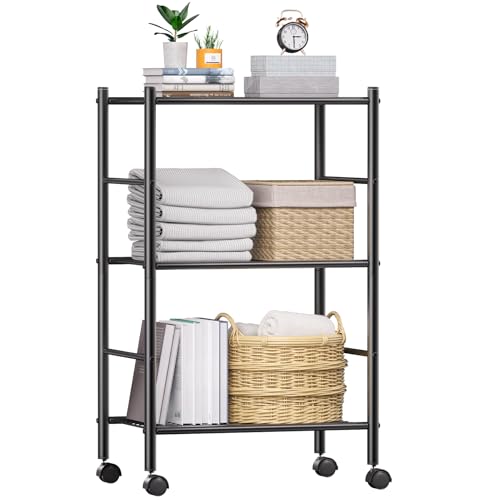 3 Tier Rolling Metal Storage Shelf Organizer