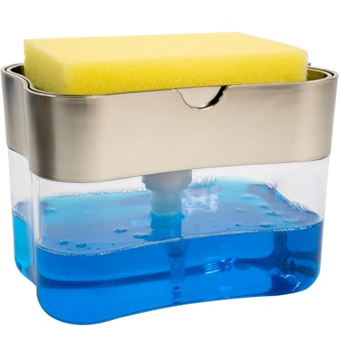 13 Ounce Dish Soap Dispenser with Sponge Holder