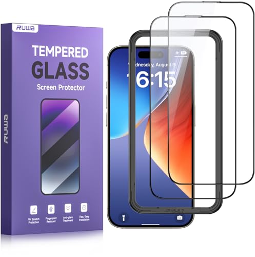 2 Pack iPhone 15 16 Plus Tempered Glass Protector