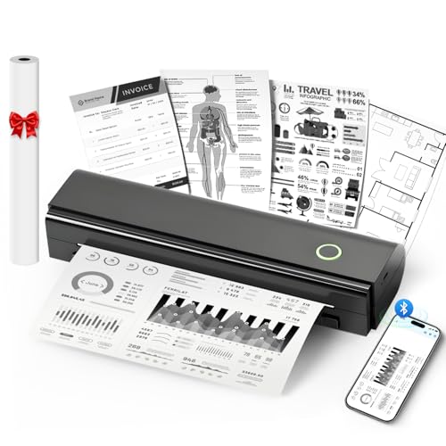 Wireless Portable Thermal Printer, Bluetooth, 8.5"x11" A4 Compatible