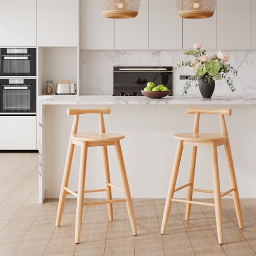 2 Pack Counter Height Wooden Bar Stools
