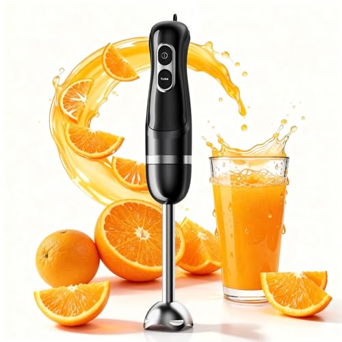 Corded Handheld Immersion Blender with Stainless Steel Blades