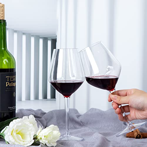 Ciaell 6 Pack Plastic Wine Glasses - 15OZ Unbreakable Wine Glasses, Tritan Wine Glasses with Stem - Disposable Stemmed Wine Glasses Perfect for Parties & Weddings & Poolside & Outdoors & Camping