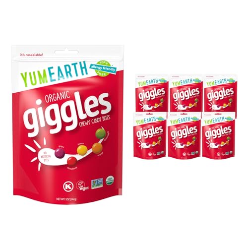6 Pack Organic Giggles Chewy Vegan Candy Snacks