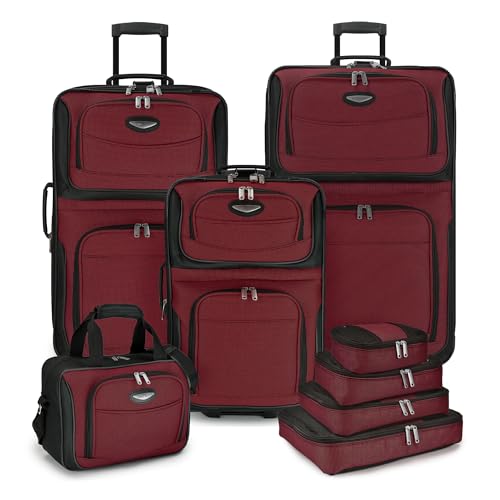 8 Piece Expandable Rolling Upright Luggage Set