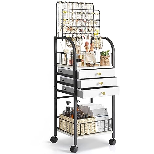 Keebofly Floor Jewelry Organizer Stand with Drawers