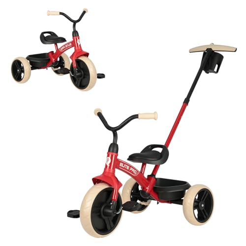QPLAY 2-in-1 Toddler Tricycle with Push Handle