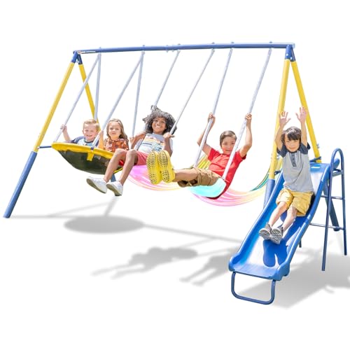 Sportspower LED Swing Set with Slide and Saucer