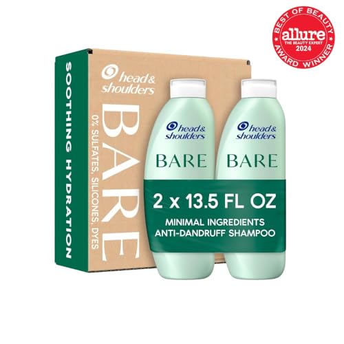 Head & Shoulders BARE Dandruff Shampoo, Sulfate Free Minimal Ingredients Anti Dandruff Shampoo, Soothing Hydration, Ecobottles with Less Plastic, Safe for All Hair Types, 13.5 fl oz each, Twin Pack