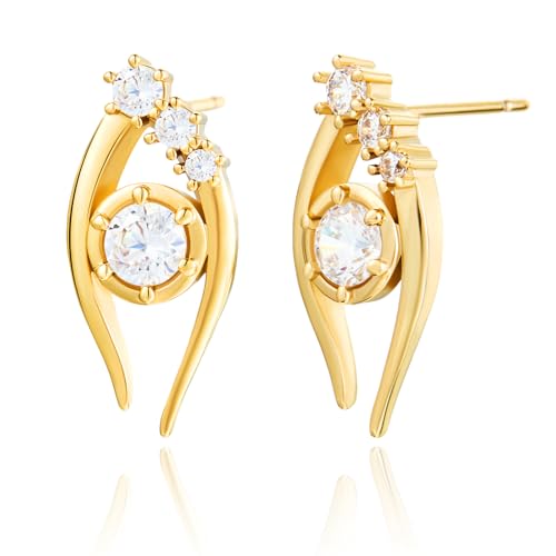Evil Eye 18k Plated Cubic Zirconia Stud Earrings