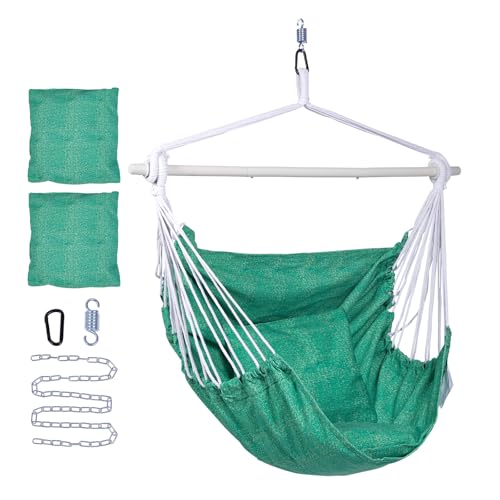 Hammock Chair Hanging Rope Swing with 2 Pillows