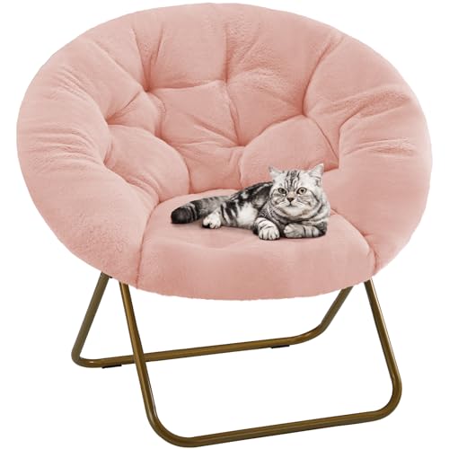 DUMOS Faux Fur XL Folding Saucer Chair
