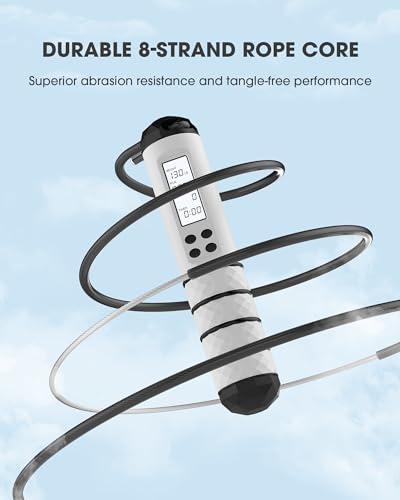 IOVFIT Adjustable Workout Jump Rope with Calorie Counter | Tangle-Free, Rapid Speed Skipping Rope for Fitness, Gym | Ideal for Women, Men, Kids | 9.85ft
