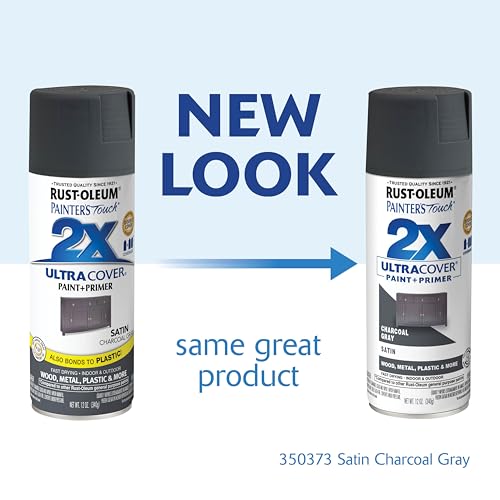 Rust-Oleum 350373-6PK Painter's Touch 2X Ultra Cover Spray Paint, 12 oz, Satin Charcoal Gray, 6 Pack