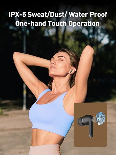 Gsoemon Active Noise Cancelling Wireless Earbuds, Bluetooth 5.3 Headphones, Enhanced Bass, 35dB Noise Cancelling Earphones, Waterproof, Pass-Through Mode, 4 Mic ENC, 3 EQ Quick Charging
