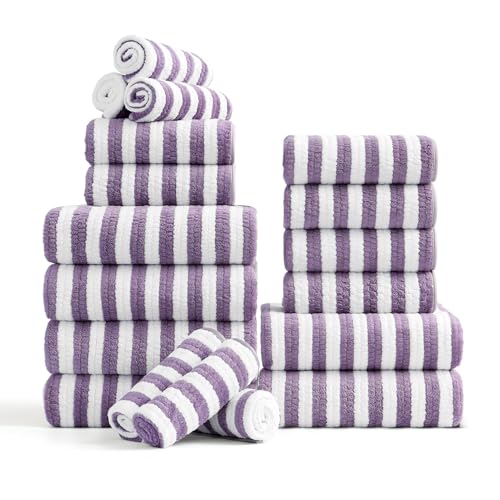 18 Piece Soft Quick Dry Microfiber Bath Towel Set
