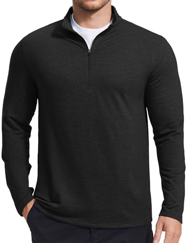 Quarter Zip Lightweight Mock Neck Pullover Sweatshirt