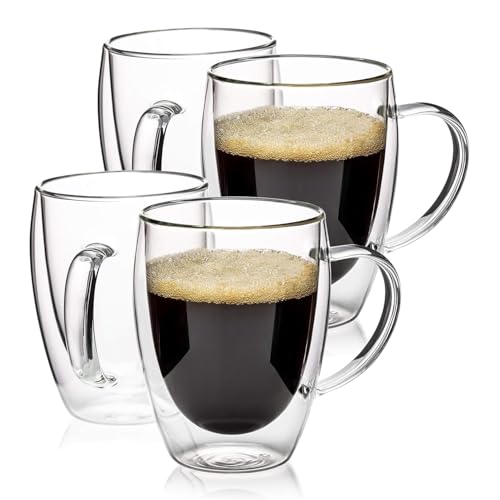 4 Pack Double Wall Glass Espresso Cups 12oz