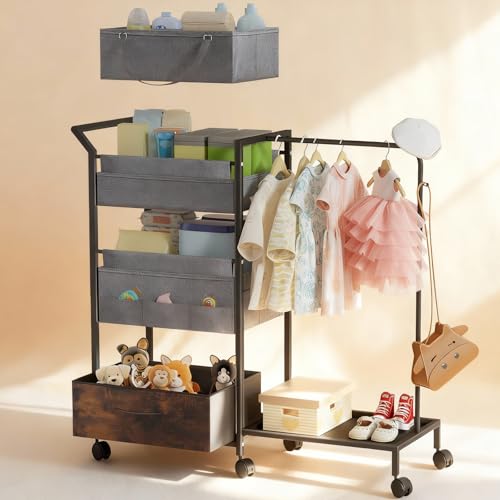 Orekemo 3 Tier Rolling Baby Diaper Caddy Organizer