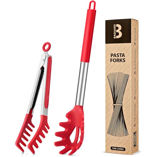 Silicone Spaghetti Spoon and Pasta Tongs Set