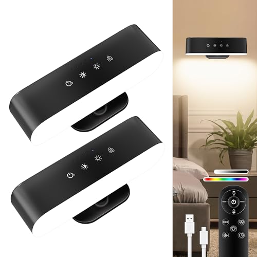 2 Pack Rechargeable Wireless RGB Wall Sconces