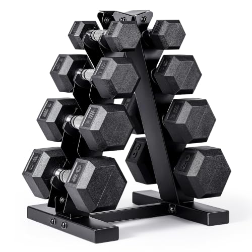 CAP 100 lb Hex Dumbbell Set with Vertical Rack