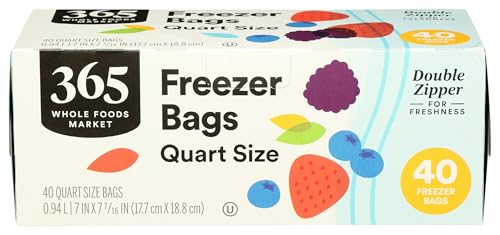 40 Count Quart Size Freezer Bags Double Zipper