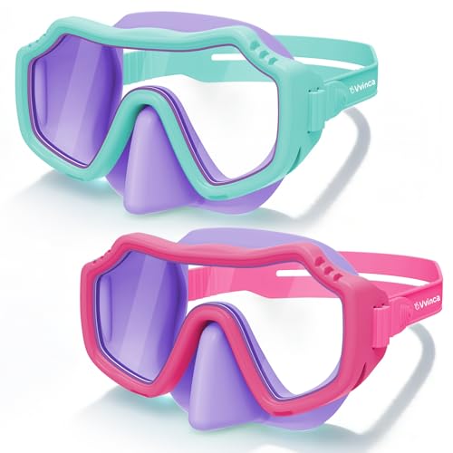 2 Pack Kids Swim Goggles with Nose Cover