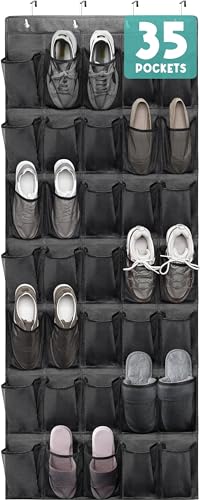 Over Door Hanging Shoe Organizer with 35 Mesh Pockets