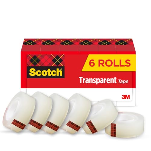 6 Pack Scotch Transparent Office Tape Rolls